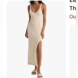 Z Supply Cream Knit Midi Dress with Side Slit